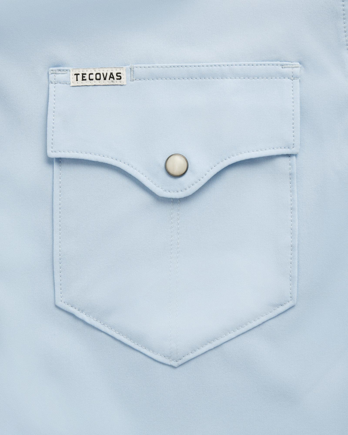 Closeup detail view of Men's Performance Western Pearl Snap SS - Sky