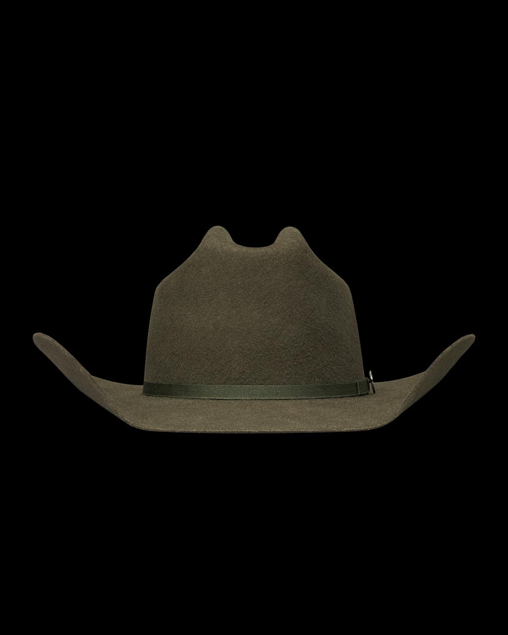 Front view of Cattleman Wool Cowboy Hat - Dark Olive on plain background