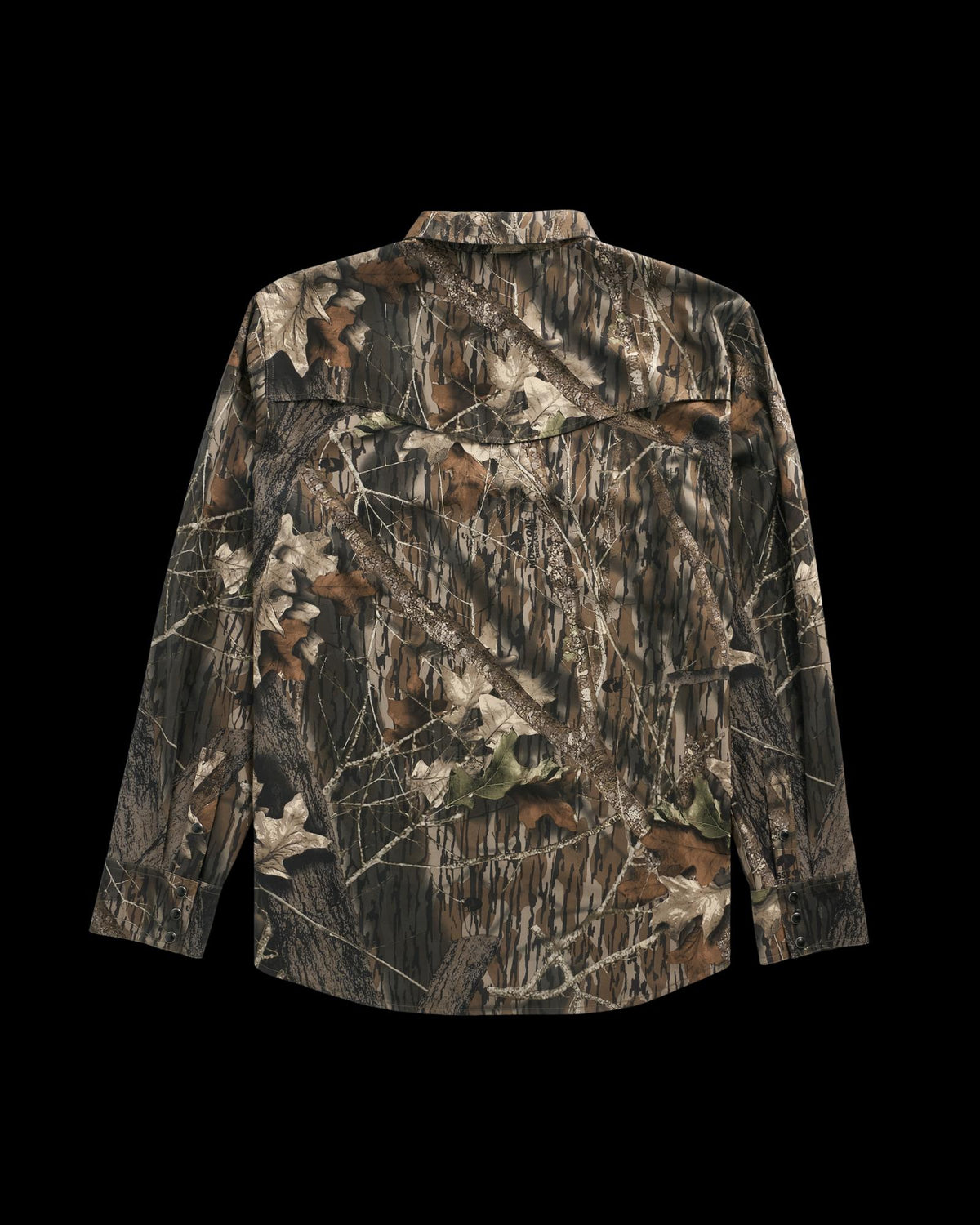 Back view of Men's Tecovas x Mossy Oak Performance Western - Original Break-Up on plain background