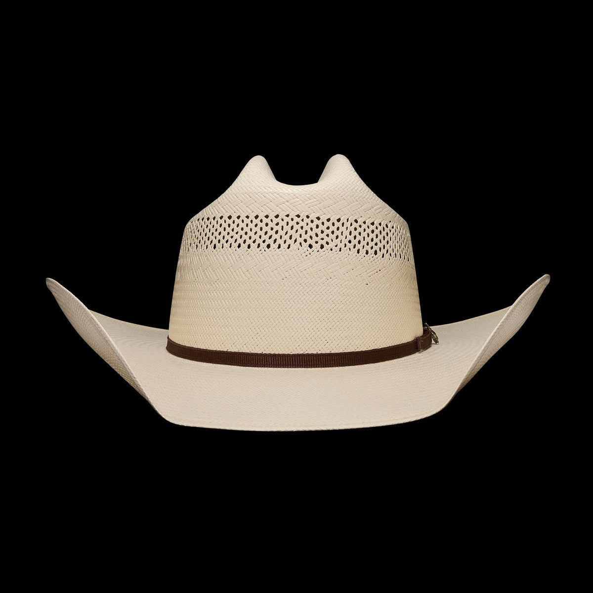 Front view of Cattleman Straw Cowboy Hat - Natural on plain background