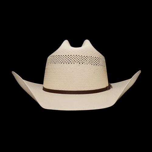 Front view of Cattleman Straw Cowboy Hat - Natural on plain background
