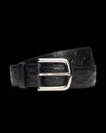 Front view of Men's Ostrich Belt II - Midnight on plain background