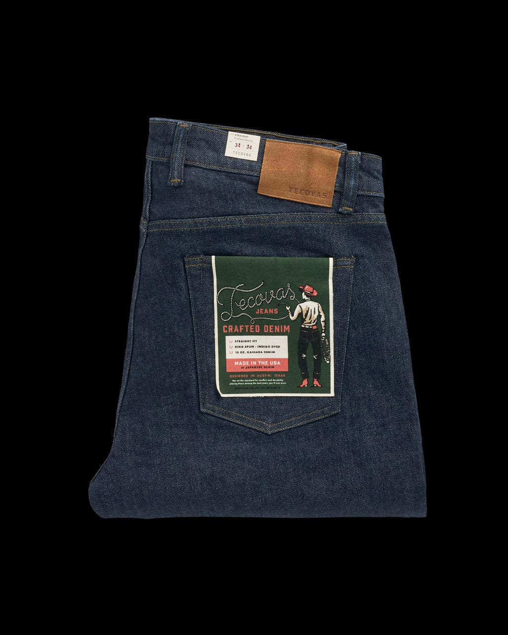 Folded view of Men's Straight Crafted Denim - Resin Rinse on plain background