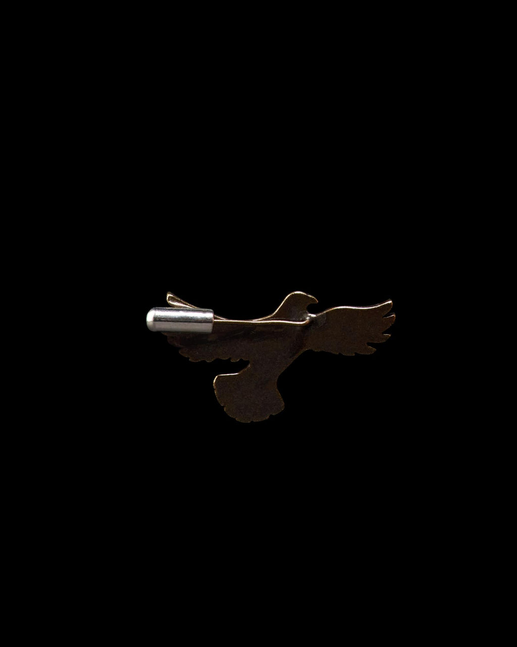 Back view of Hawk Hat Pin - Antique Brass on plain background
