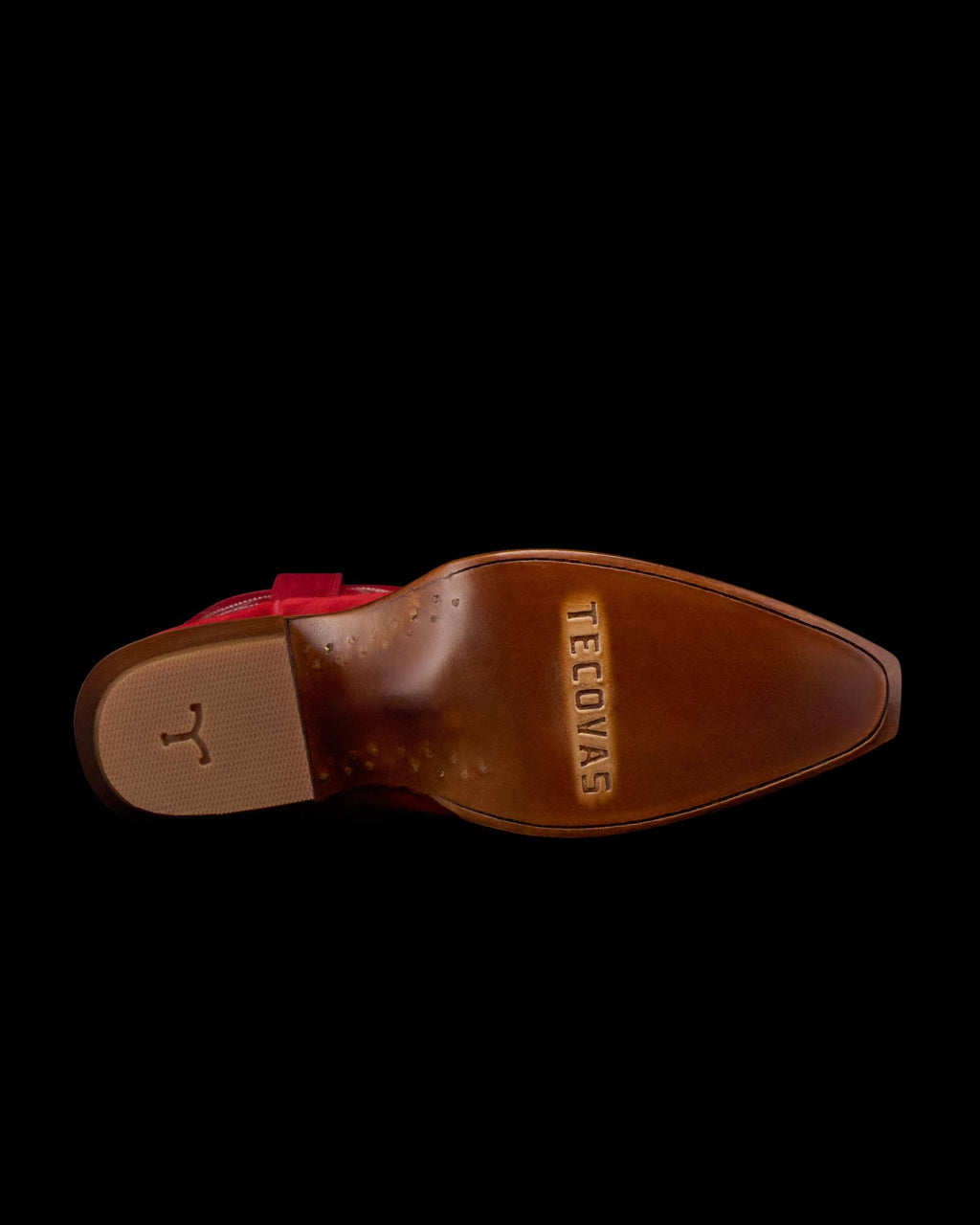 Sole view of The Sadie - Barn Red Suede on plain background