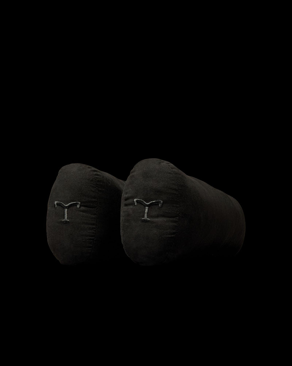Quarterfront view of Fabric Boot Inserts - Black on plain background