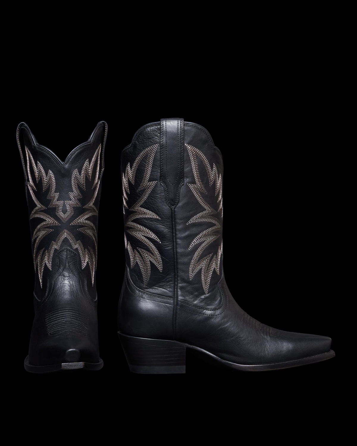 Pair of the sadie boots in the color midnight. 