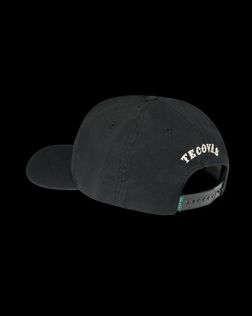 Quarterback view of Cowboy Patch Hat - Black on plain background