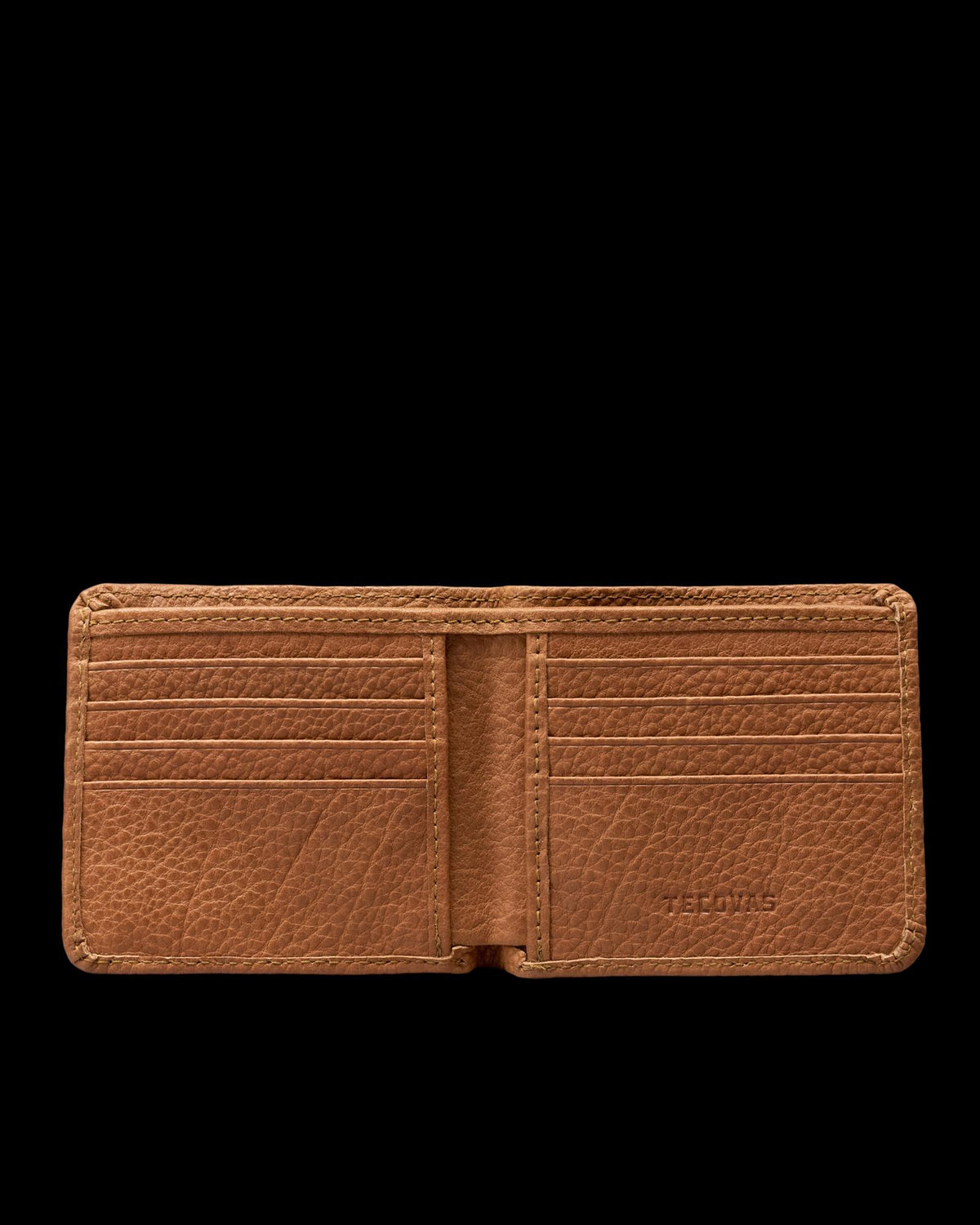 Inside view of Bison Billfold - Tan on plain background
