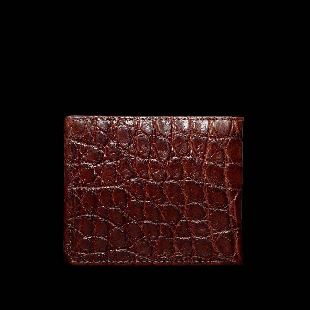 Back view of Alligator Billfold - Walnut on plain background