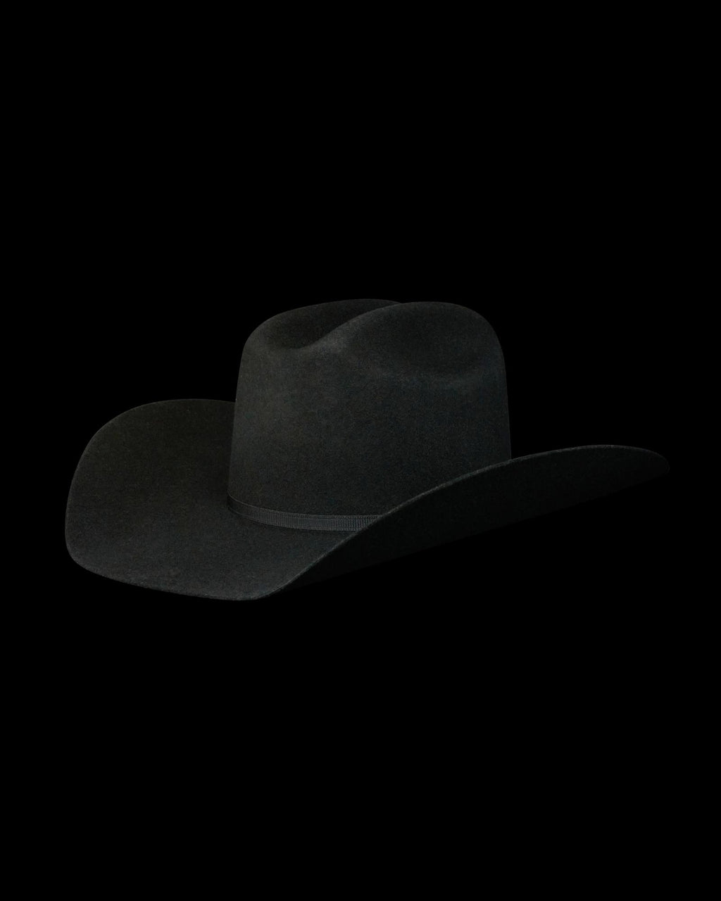 Quarterback view of Cattleman Wool Cowboy Hat - Black on plain background