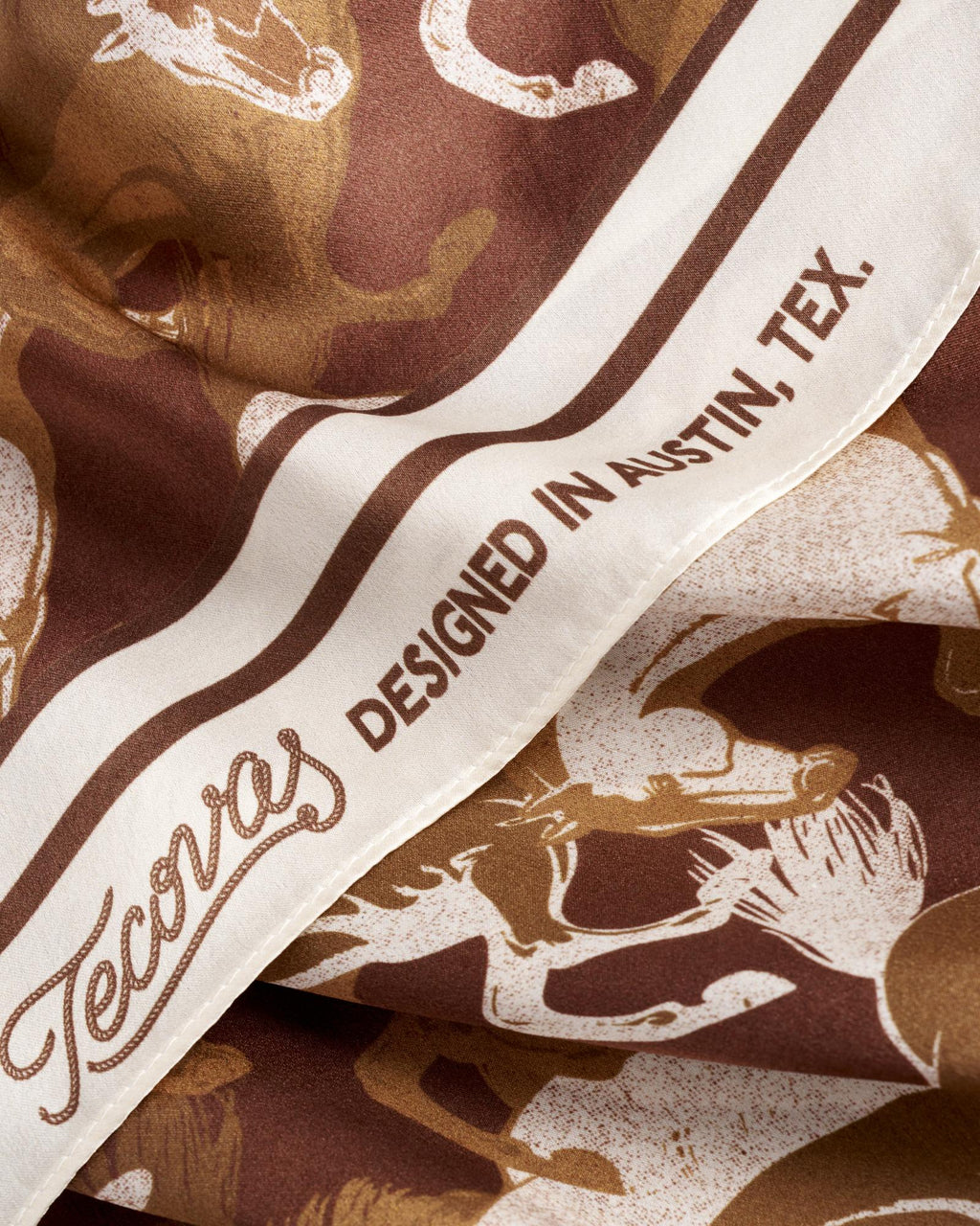Closeup view of Running Horses Wild Rag - Brown Multi