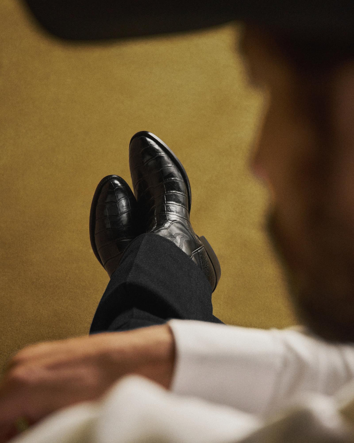 View of The Stallion x Tecovas Boot - Midnight Giant Gator