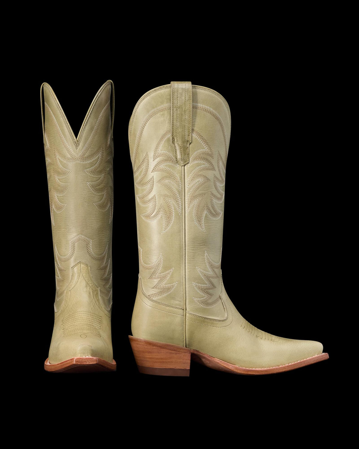 Pair view of The Annie - Light Sage Cowhide on plain background