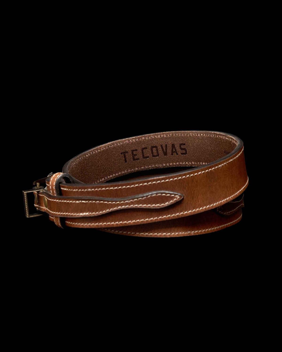 Back view of Men's Ranger Belt - Medium Brown on plain background