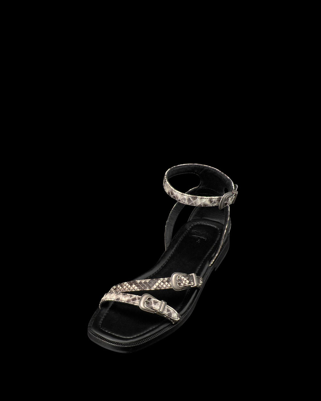 Quarterfront view of The Blakely - Black/Bone on plain background