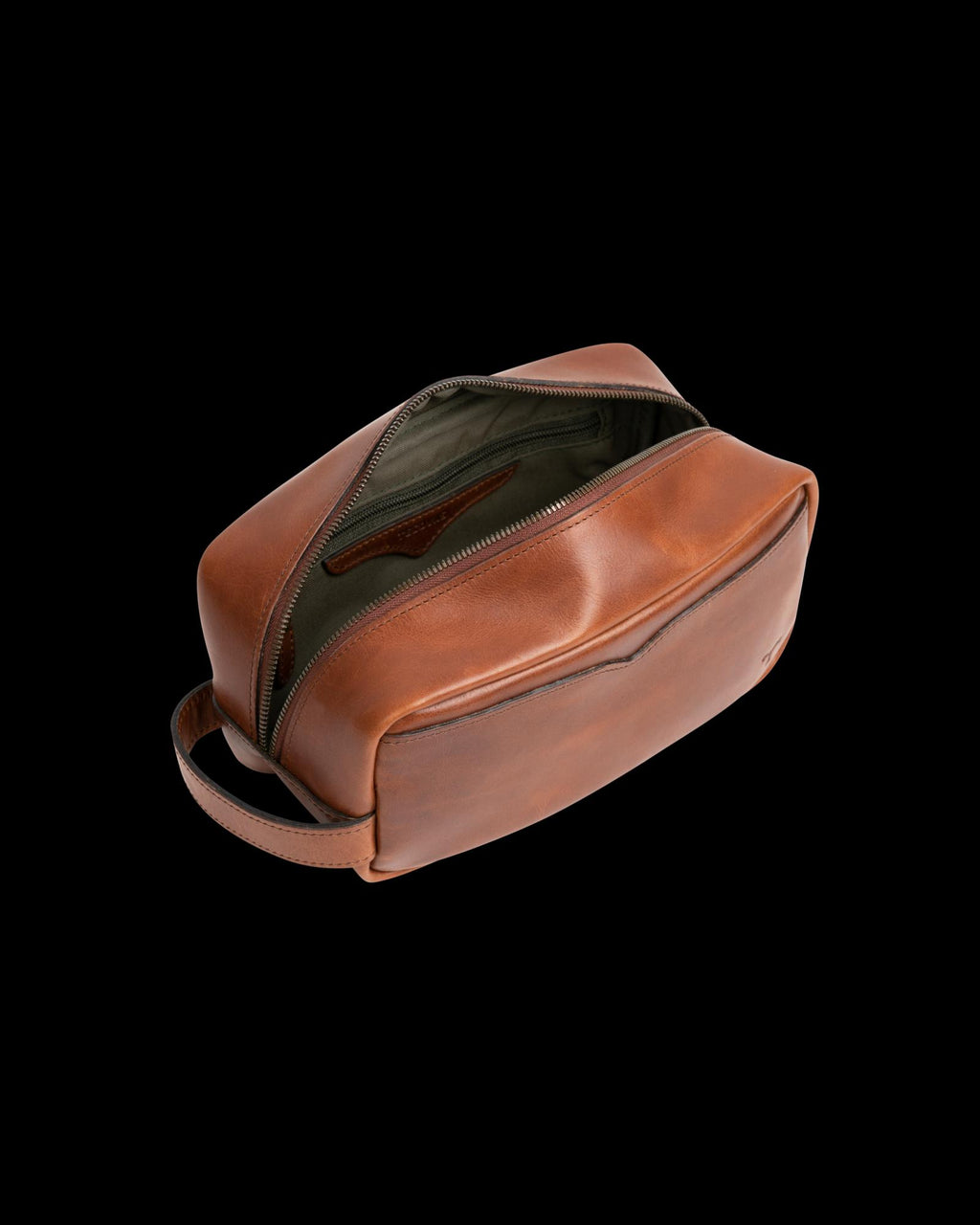 Top view of the Bartlett Travel Kit in Cognac