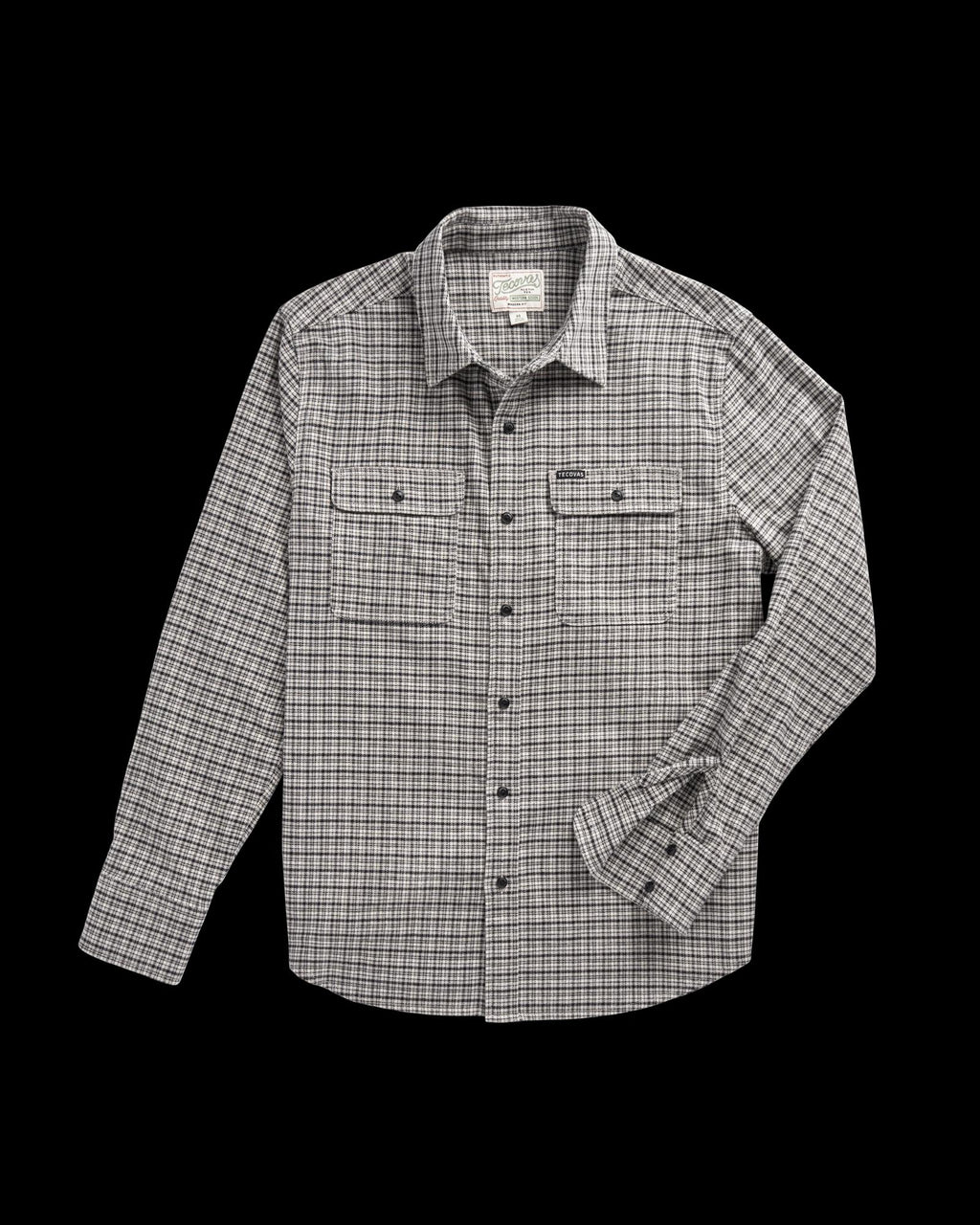 Front view of Men's Essential Flannel - Black/Multi on plain background