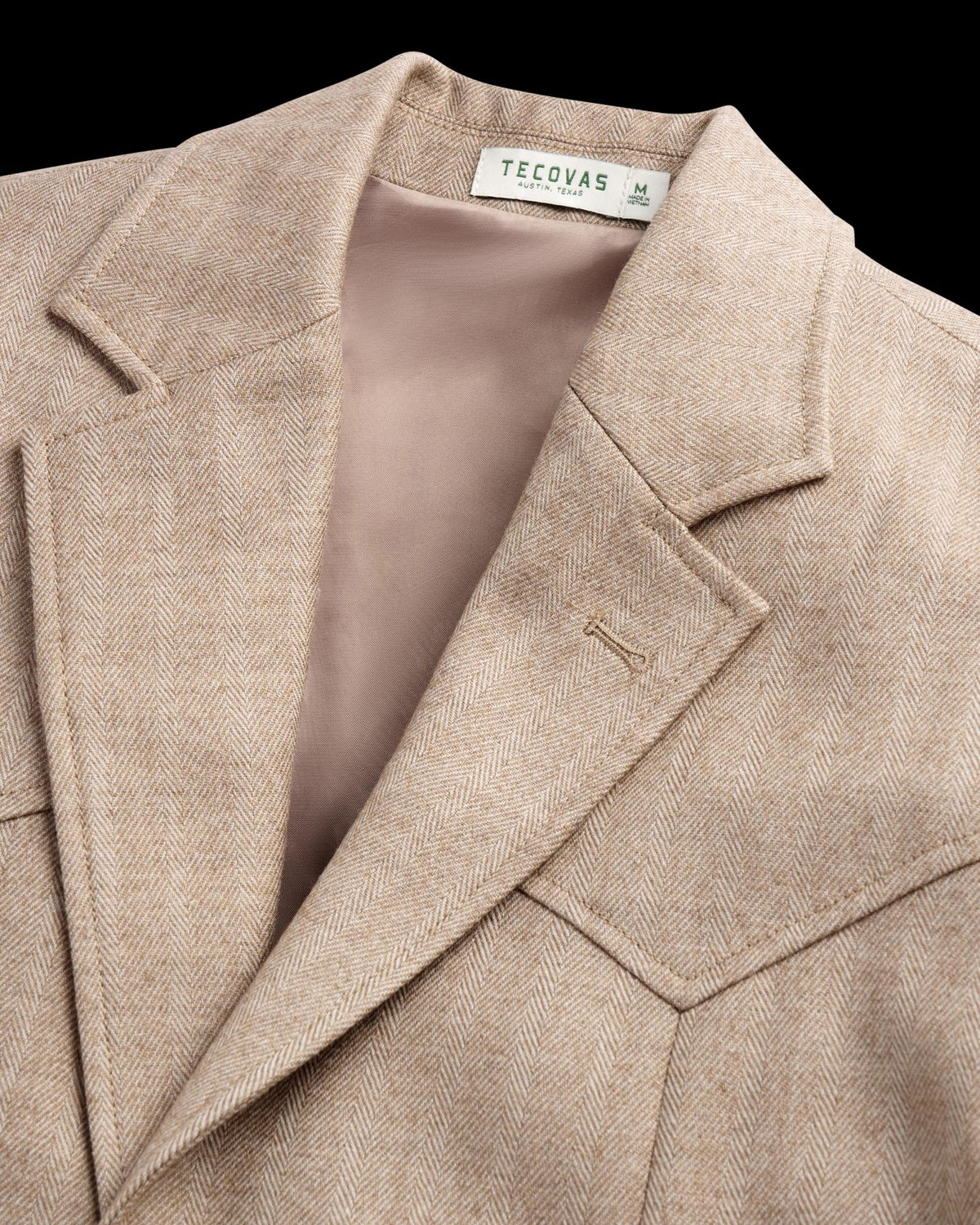 Closeup detail view of Men's Western Blazer - Khaki