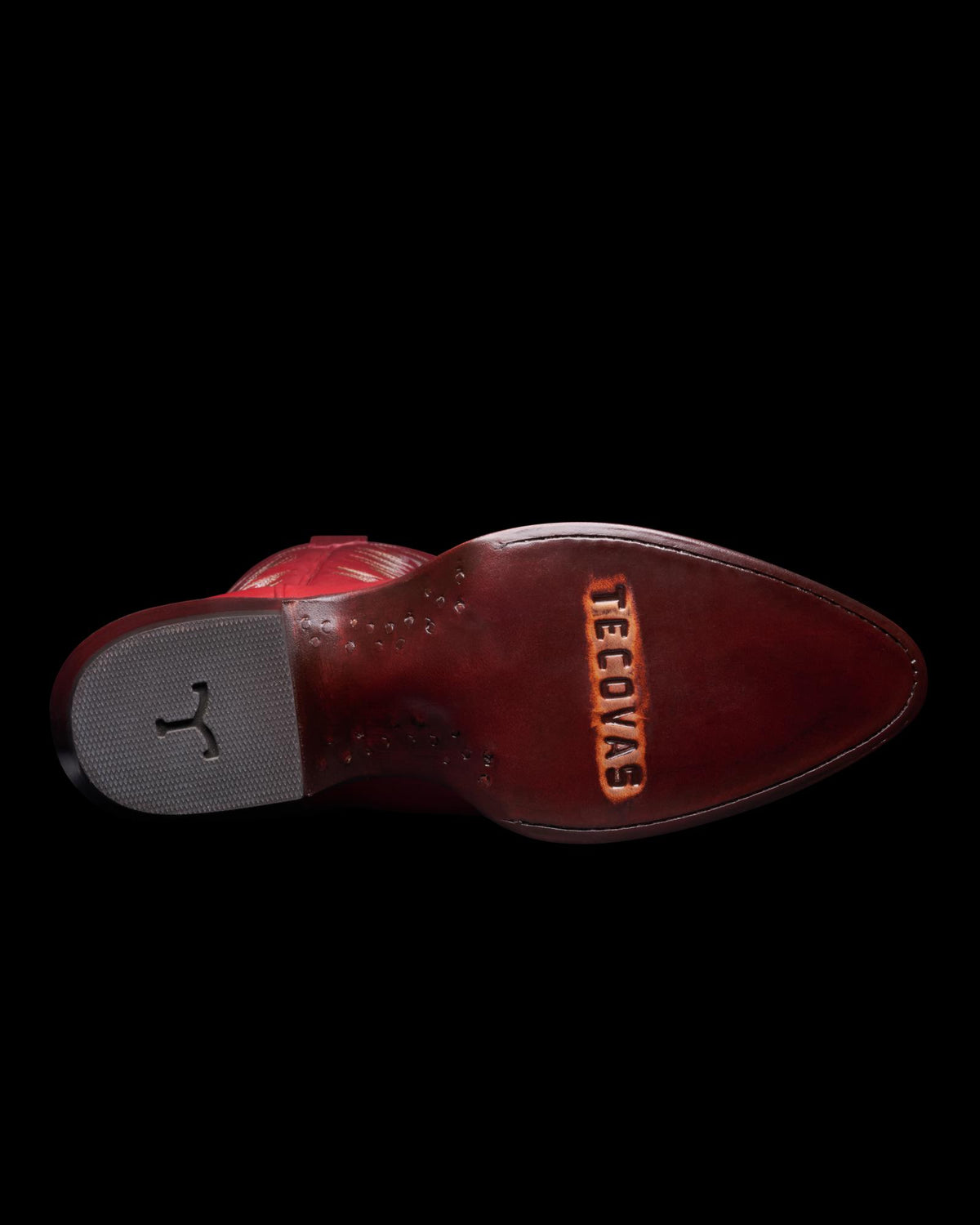 Sole view of The Abby - Crimson on plain background