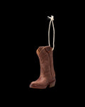 Quarterfront view of Cartwright Boot Ornament - Scotch on plain background