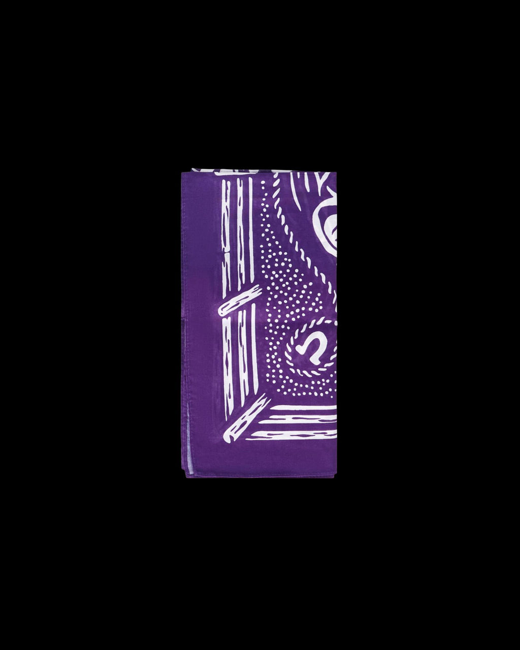 Folded view of Gameday Bandana - Purple on plain background