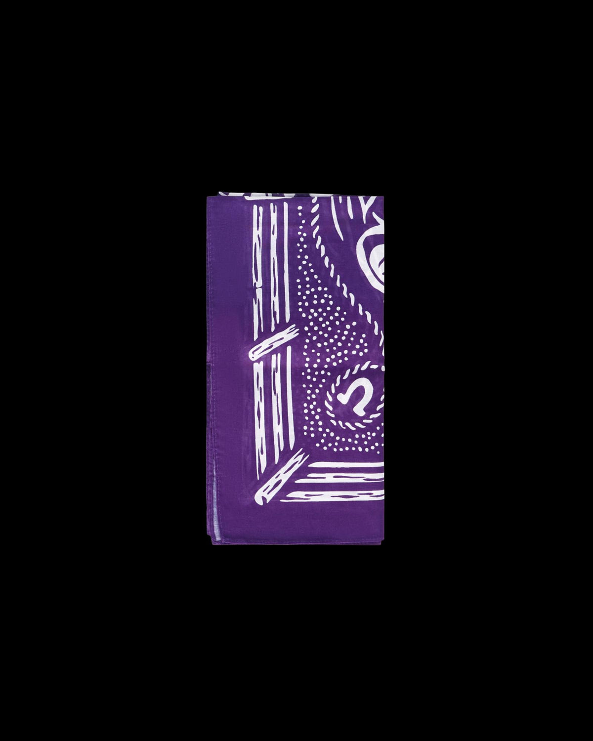 Folded view of Gameday Bandana - Purple on plain background