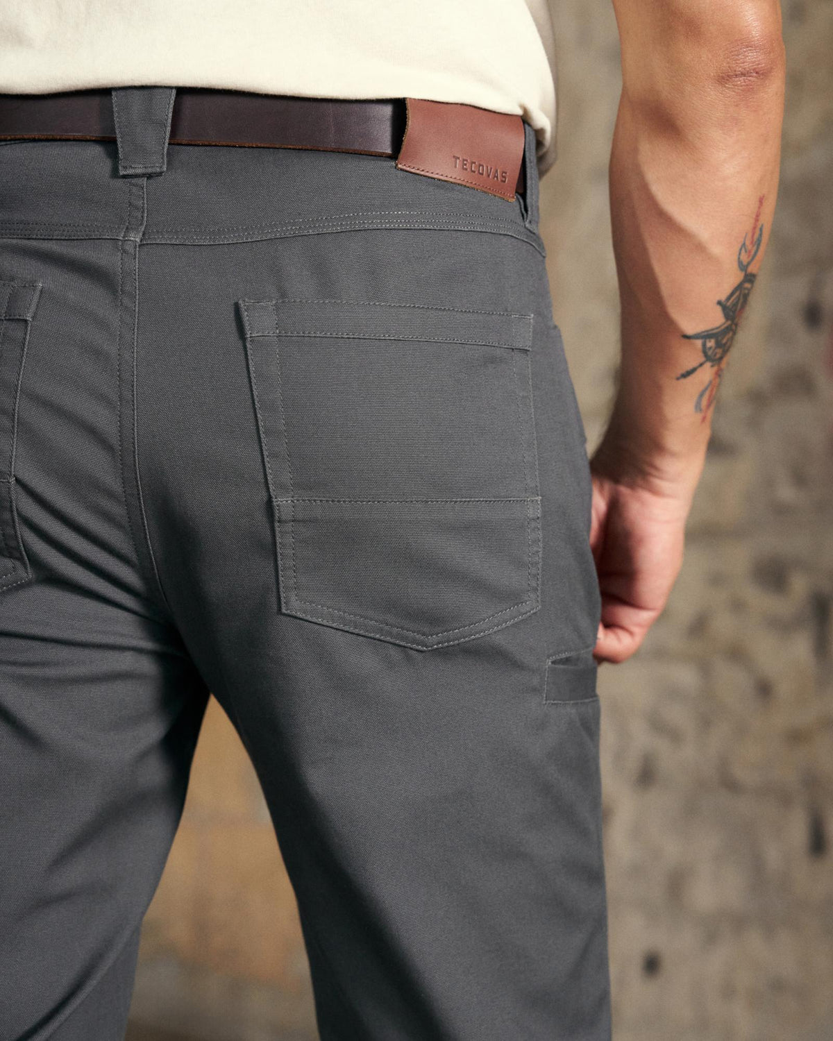 Back view of Men's Work Pant - Asphalt on model