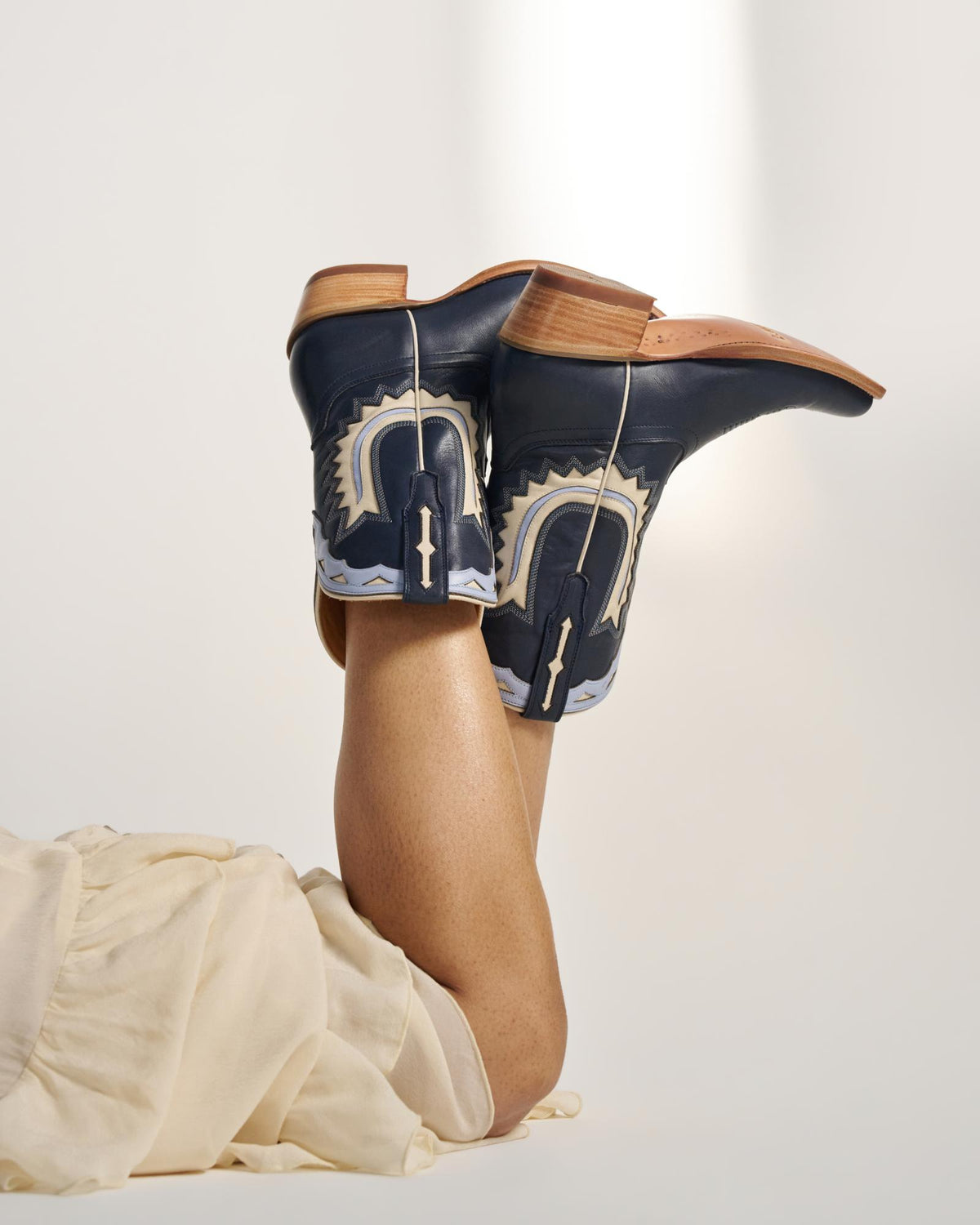 View of The Jolene - Atlantic Blue/Chambray Cowhide