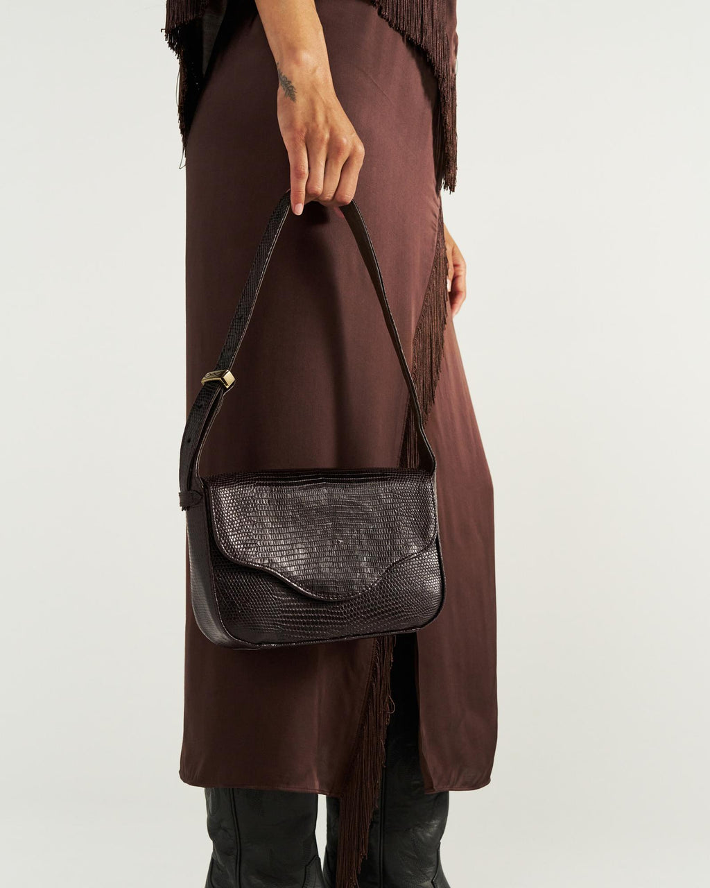 View of Lizard Shoulder Bag - Coffee