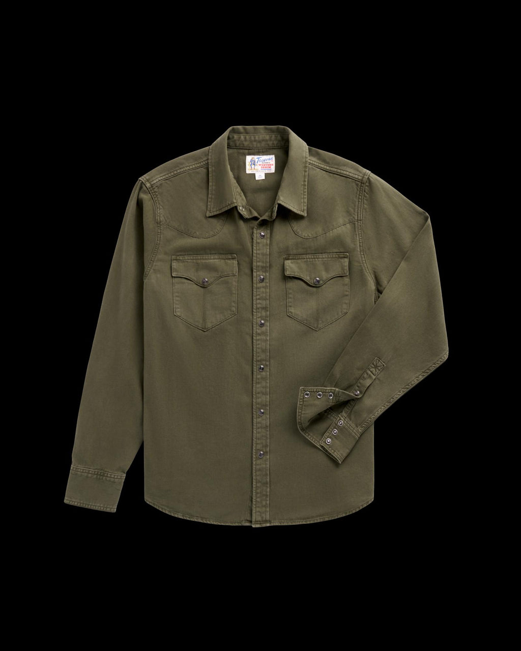 Men's Denim Pearl Snap - Dark Olive