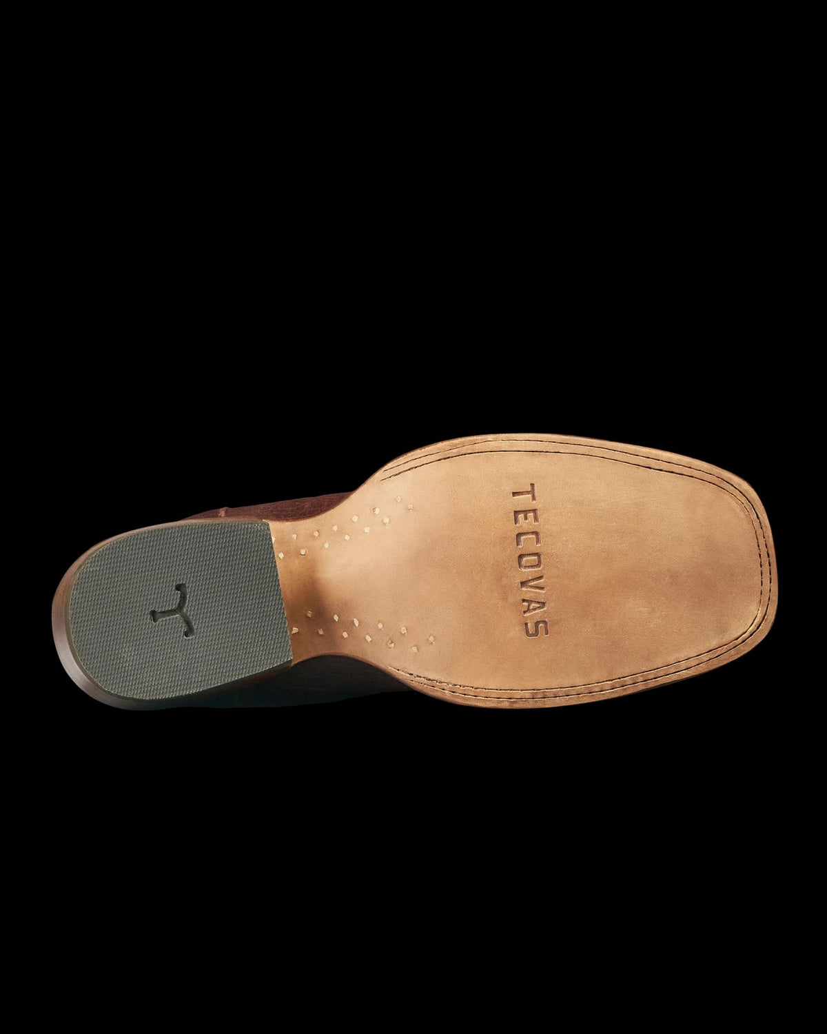 Sole view of The Cody - Mahogany Smooth Ostrich on plain background