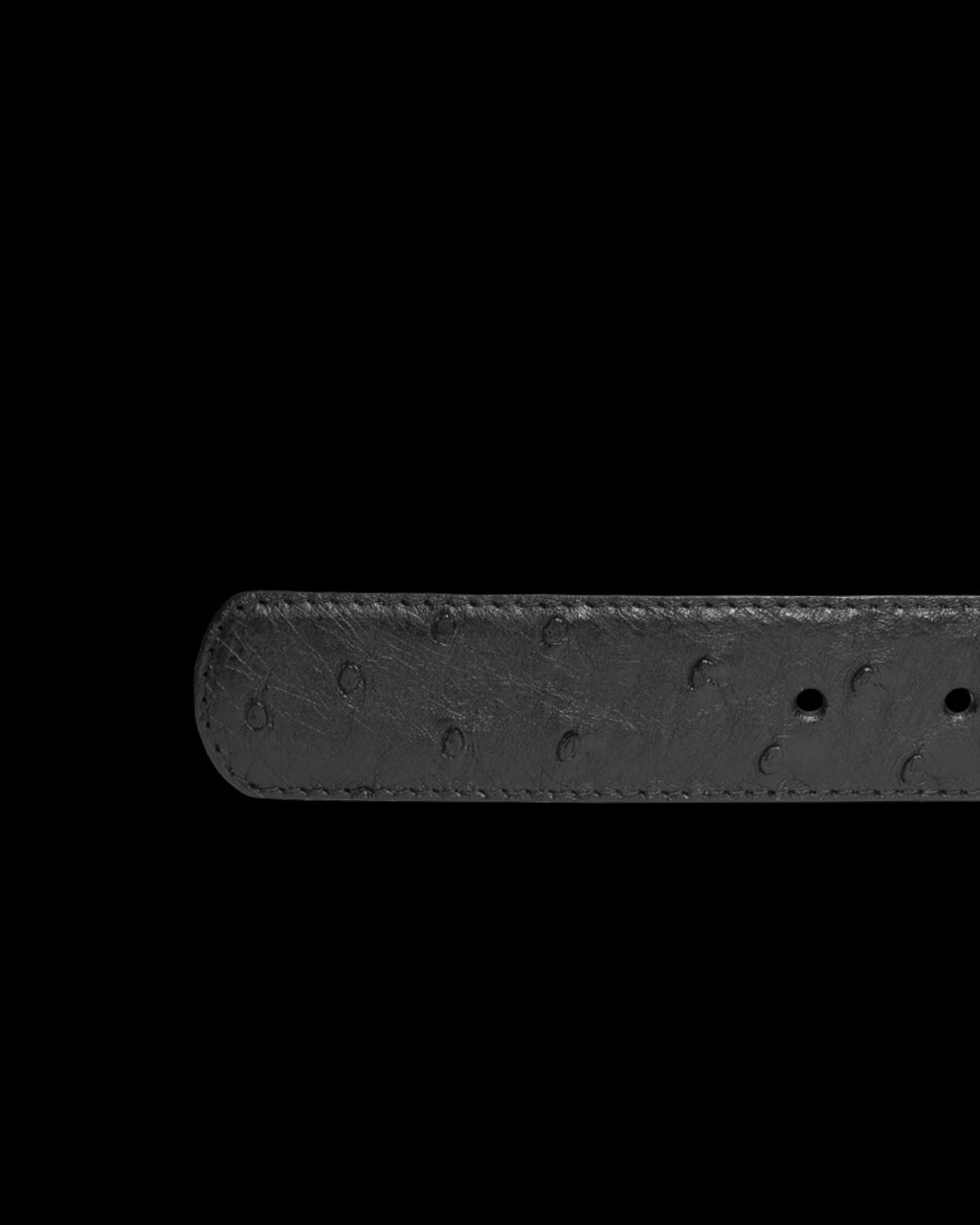 Closeup view of Men's Ostrich Belt II - Midnight