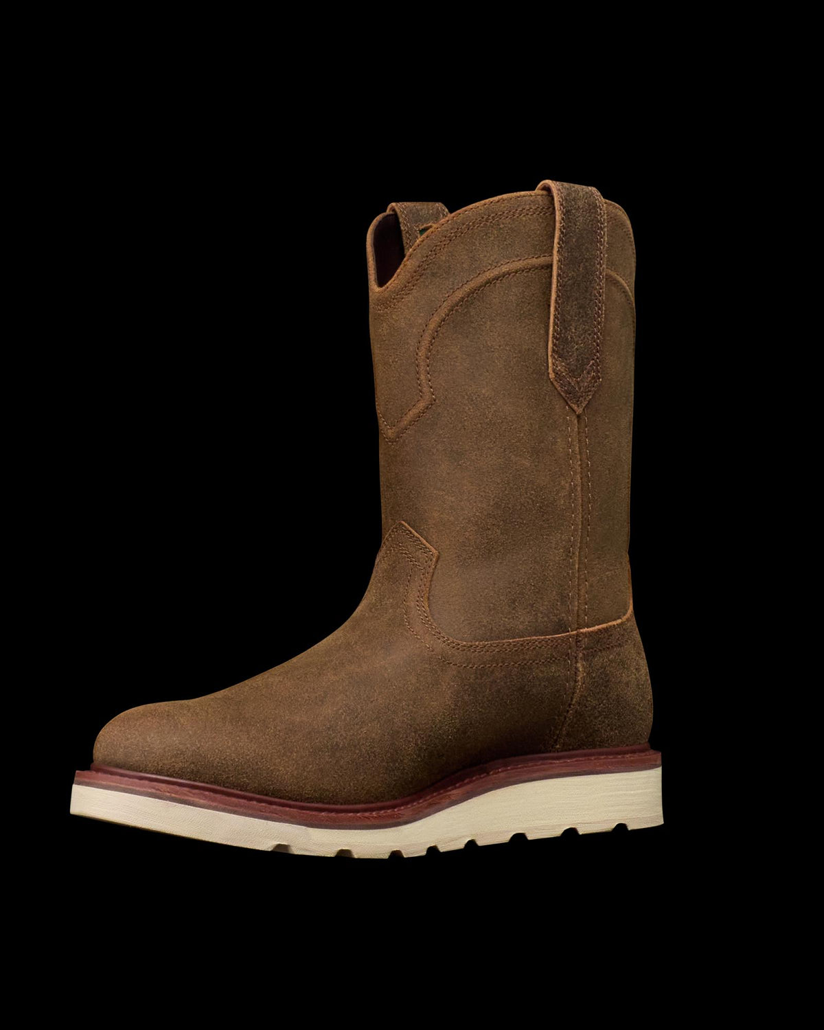 Quarterfront view of The Knox - Dustwood Suede on plain background