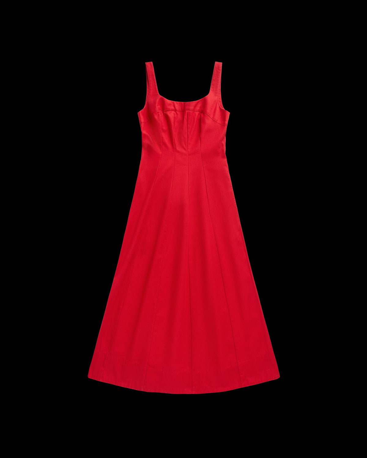 Front view of Women's Sleeveless A-Line Maxi Dress - Red on plain background