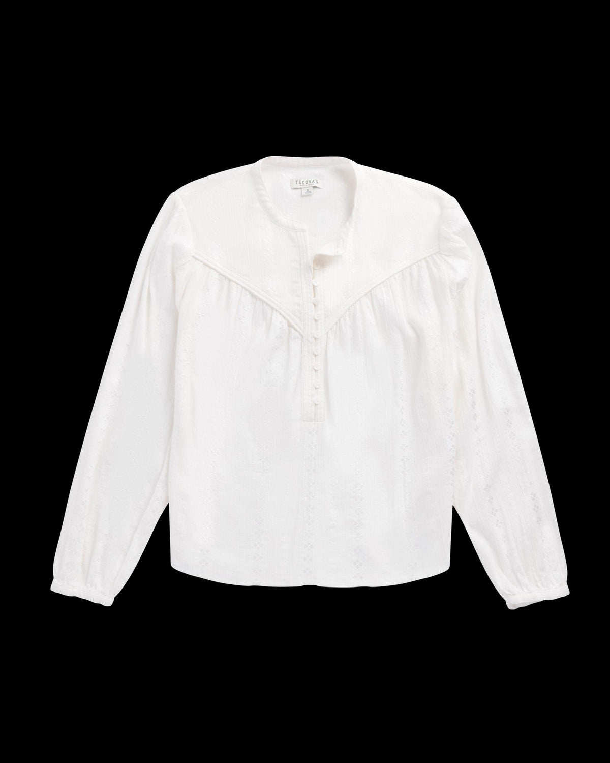 Front view of Women's L/S Woven Blouse - White on plain background