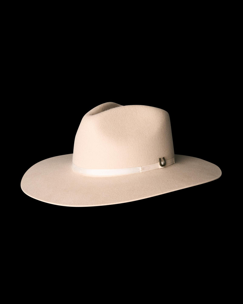 Quarterfront view of The Belle Wool Cowgirl Hat - Cream on plain background