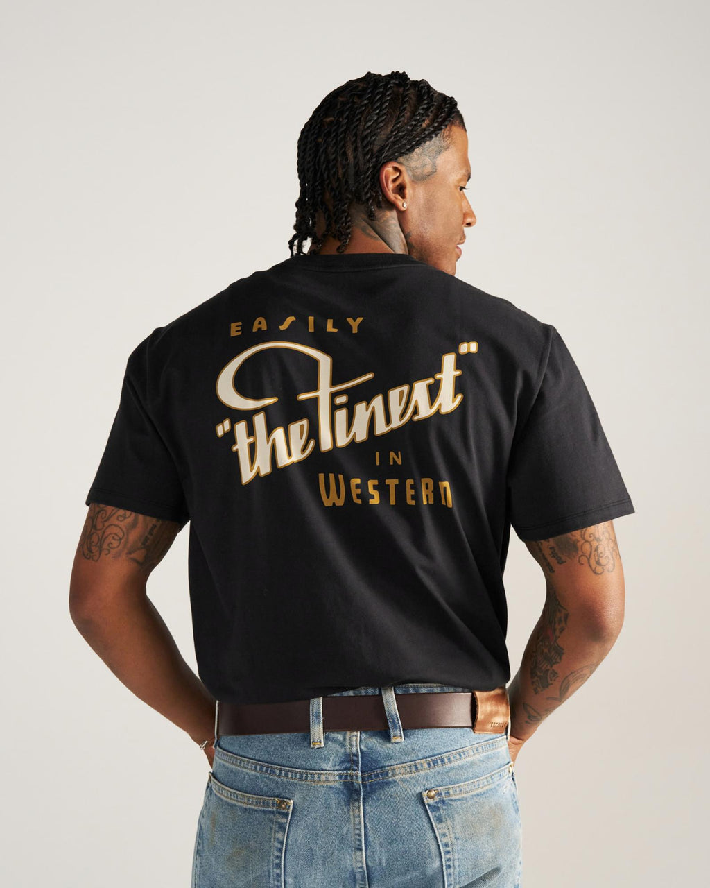 Closeup detail view of Men's the Finest Pocket T-Shirt - Black/Multi