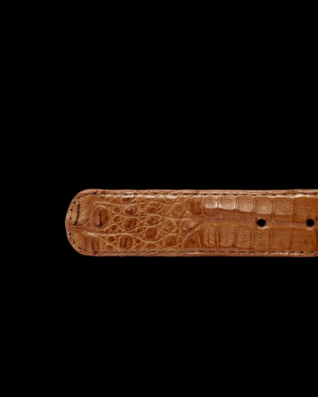 Closeup view of Men's Caiman Belt II - Caramel