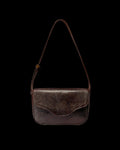 Front view of Lizard Shoulder Bag - Coffee on plain background