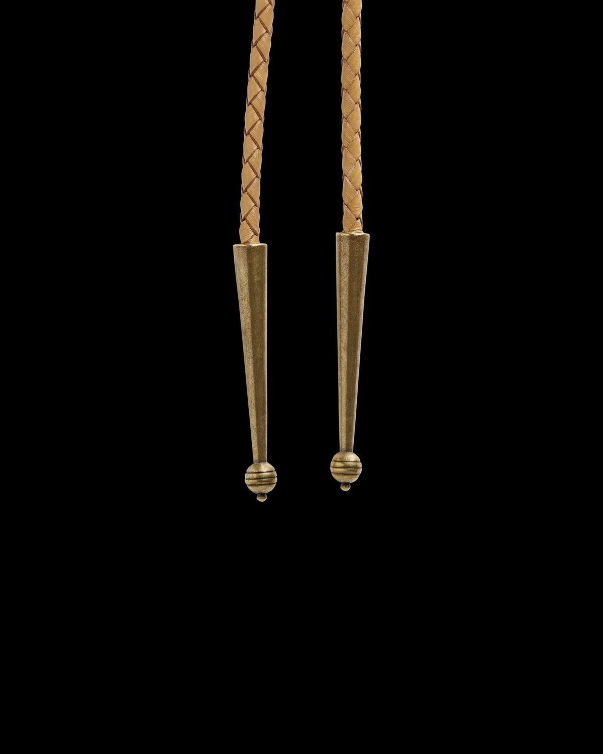 Closeup view of Iron Lamb Abalone Bolo - Blue / Tan