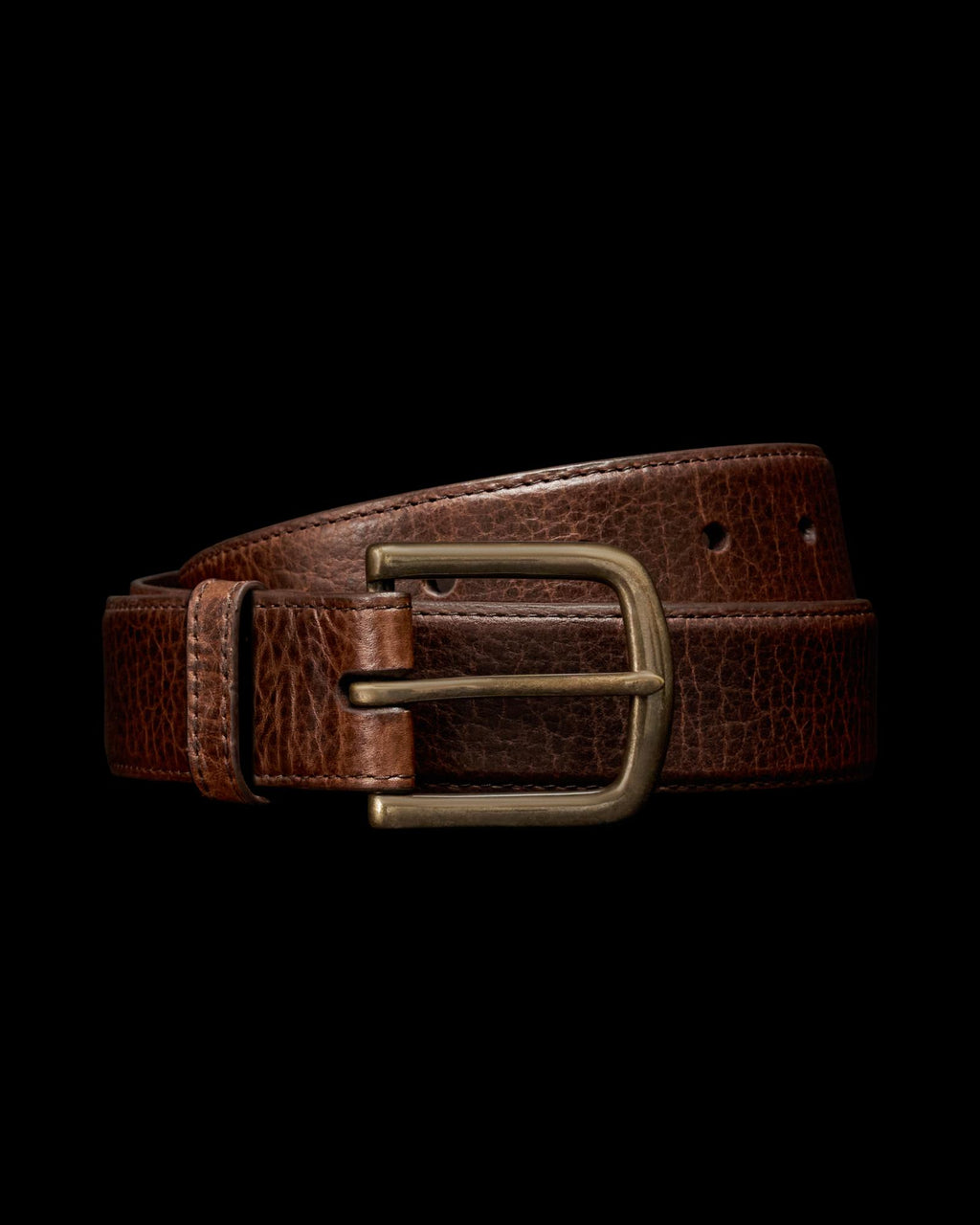 Front view of Men's Bison Belt II - Tobacco on plain background