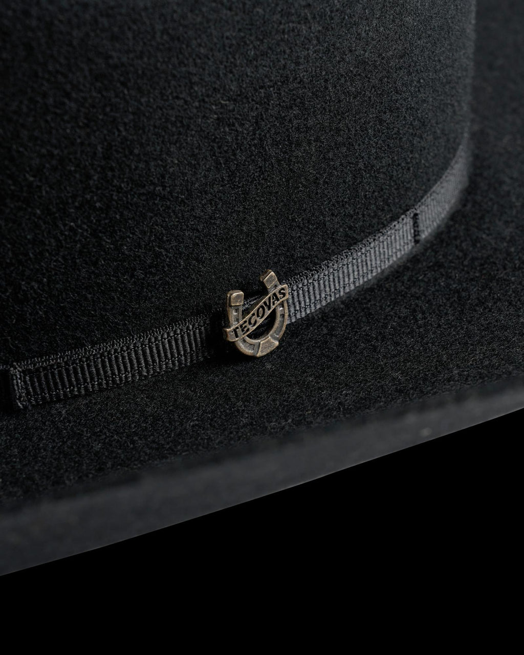 Closeup view of Cattleman Wool Cowboy Hat - Black