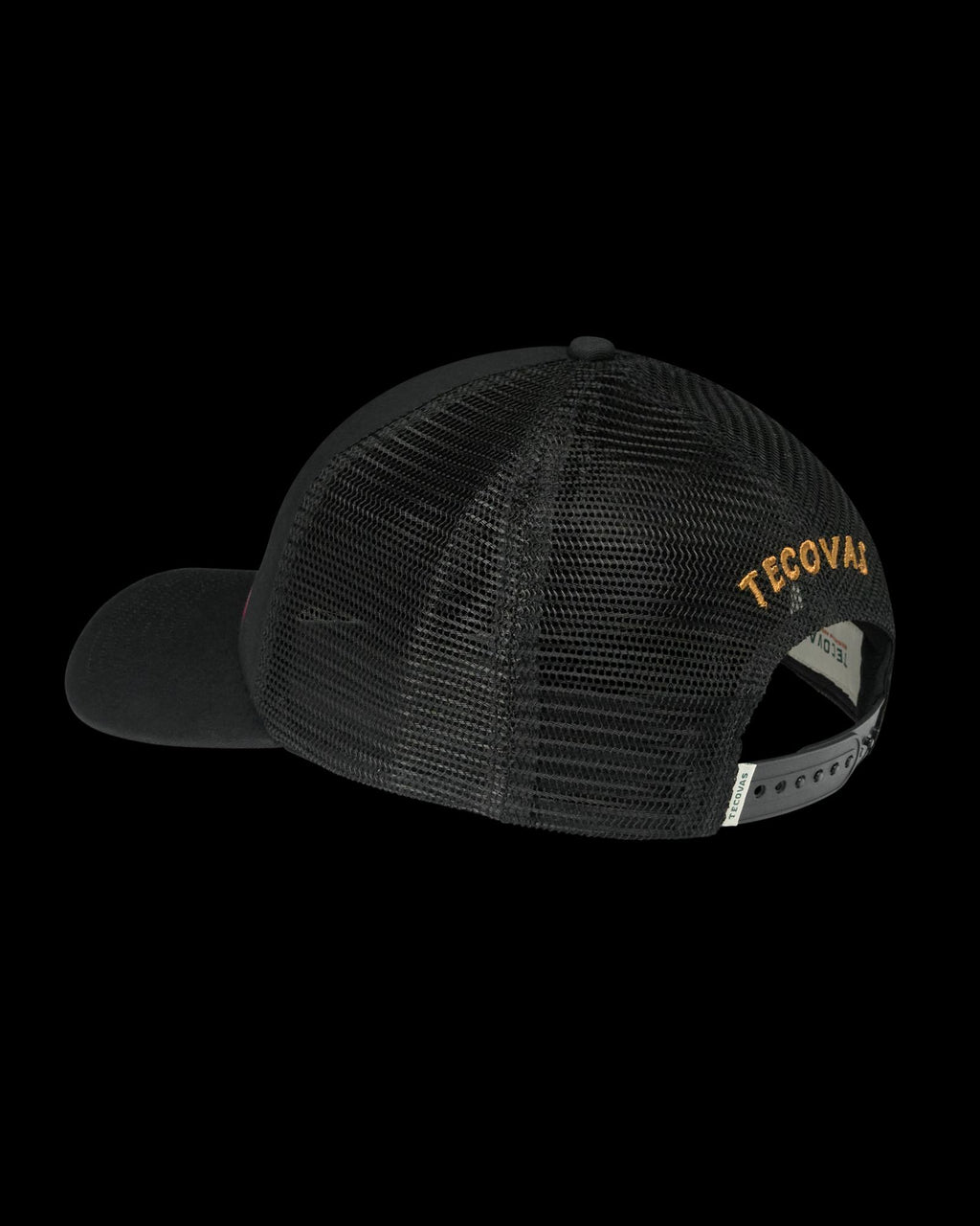 Quarterback view of Eagle and Flag Trucker - Black on plain background