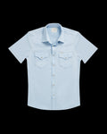Closeup detail view of Men's Performance Western Pearl Snap SS - Sky