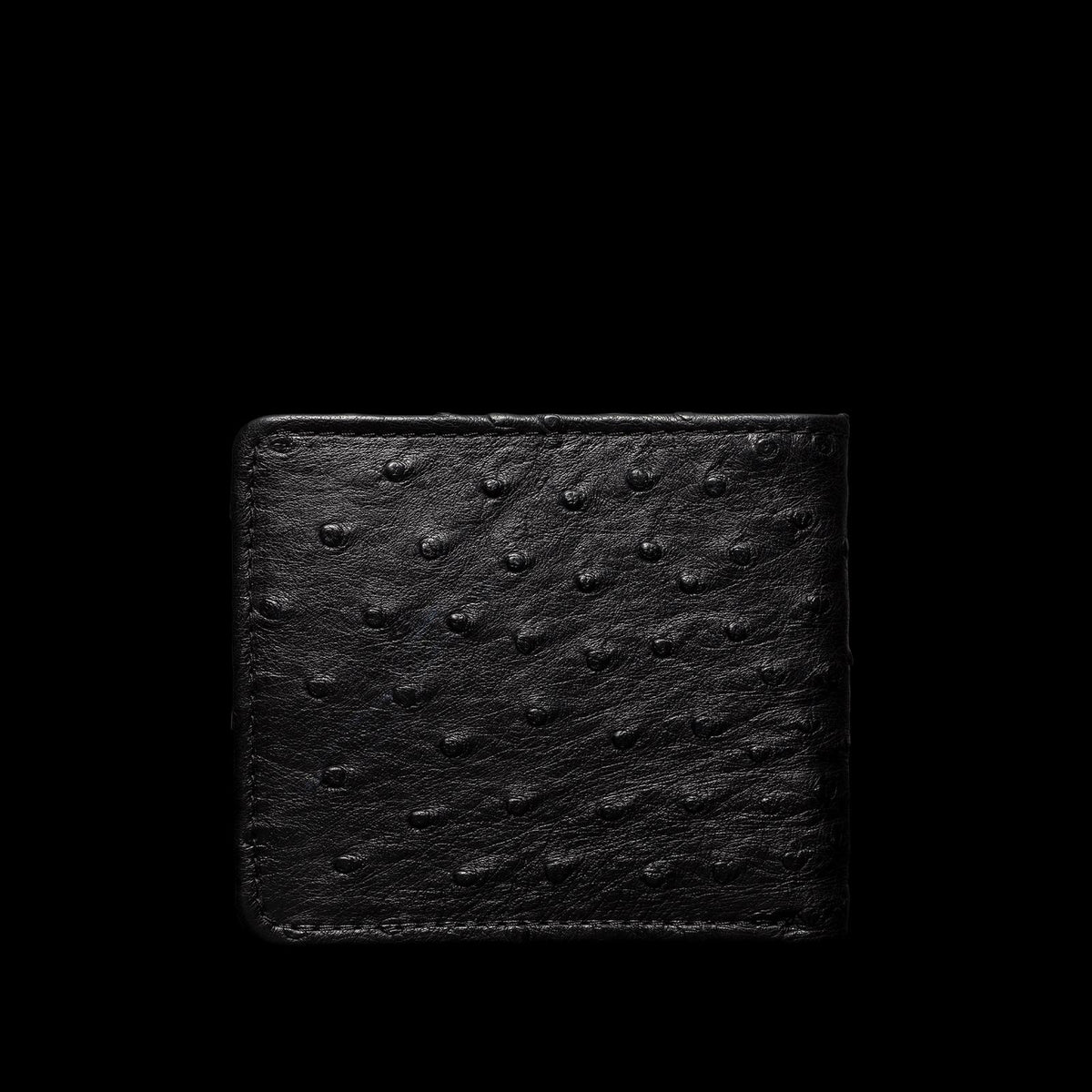Back view of Ostrich Billfold - Midnight on plain background