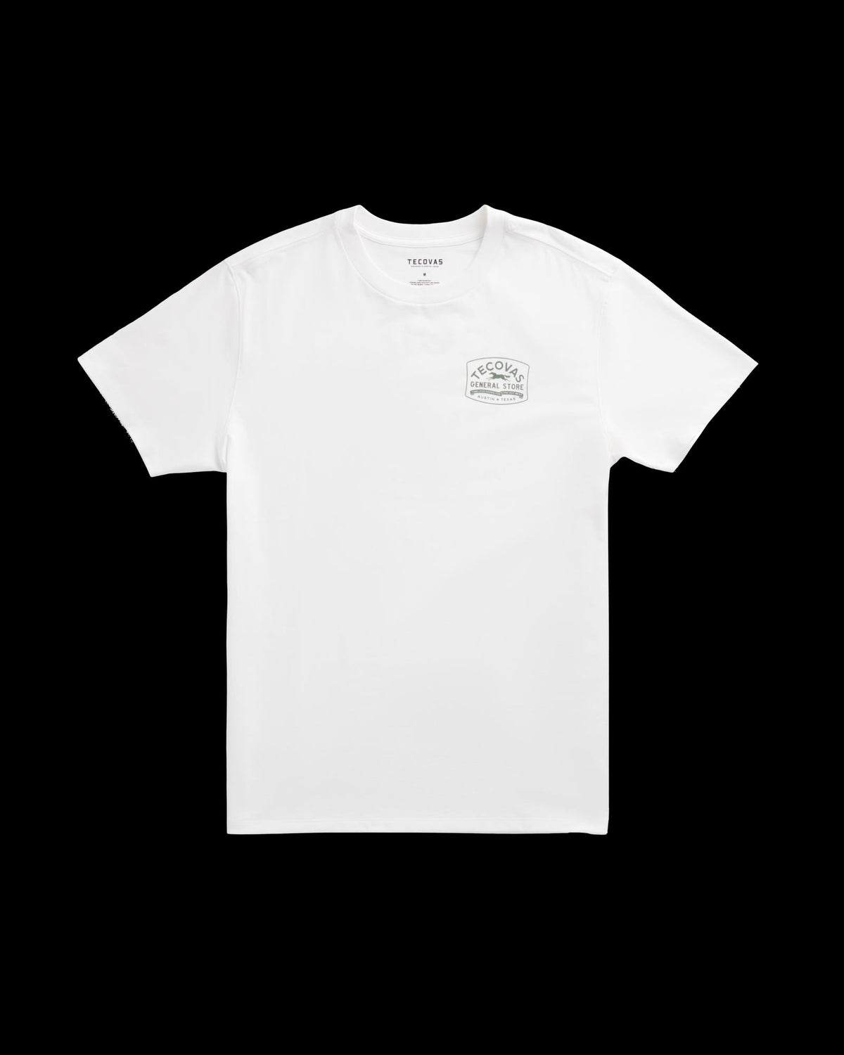 Front view of Men's General Store T-Shirt - Bone/Green on plain background