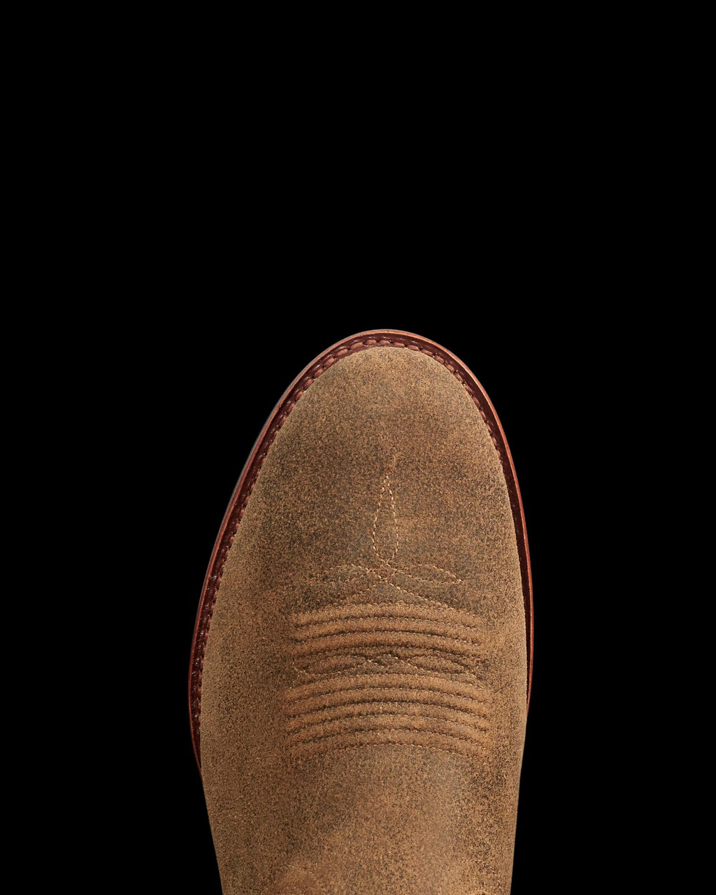 Toe view of The Wayne - Dustwood Suede on plain background