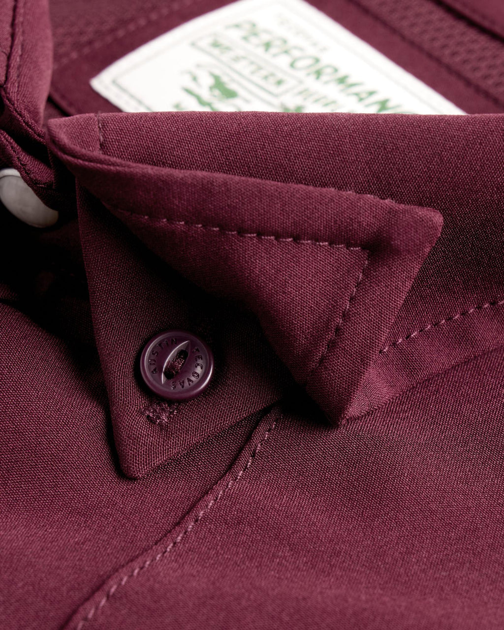 Closeup detail view of Men's Performance Western Pearl Snap - Maroon