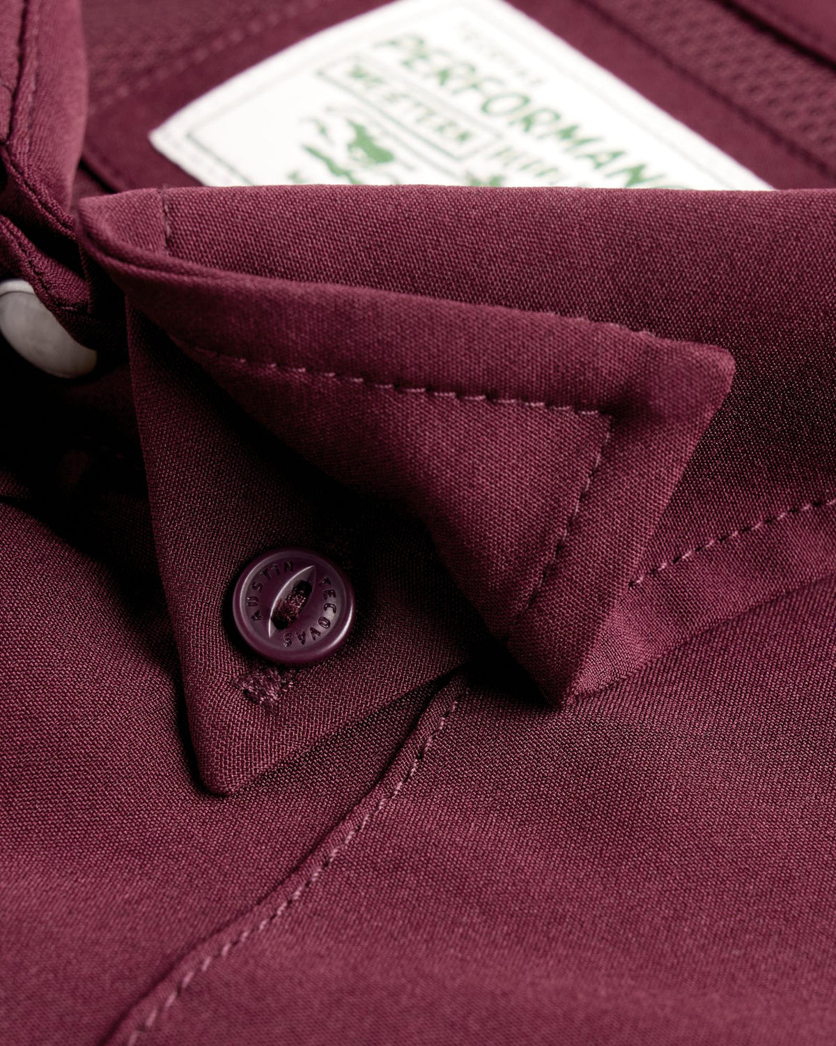 Closeup detail view of Men's Performance Western Pearl Snap - Maroon